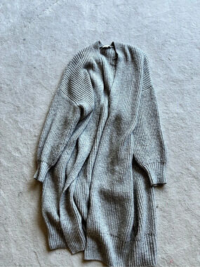 Oversized Topshop Ribbed Knit Cardigan Gray Size Medium